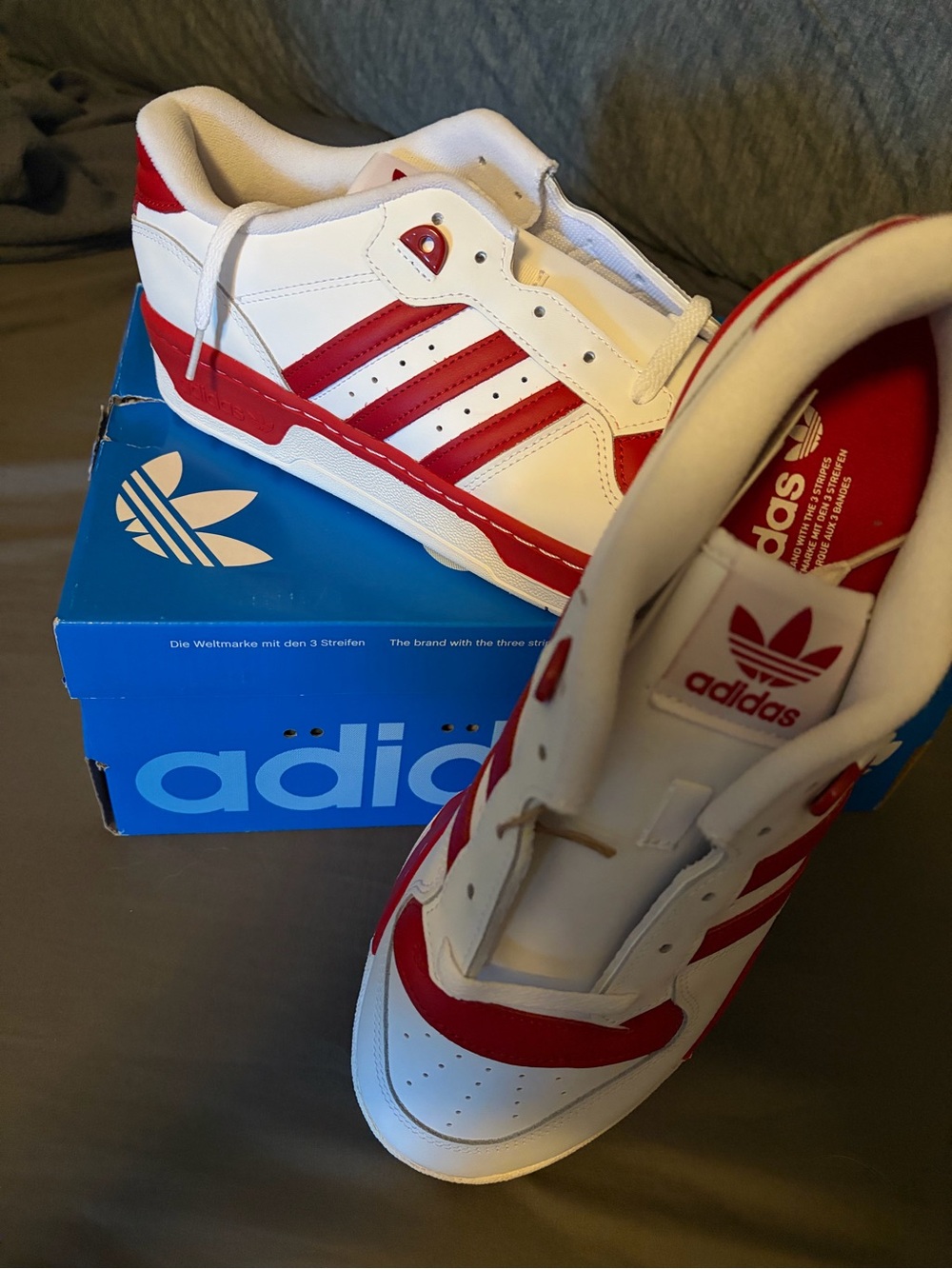 adidas 11.5m White and Red Low-Top Sneakers